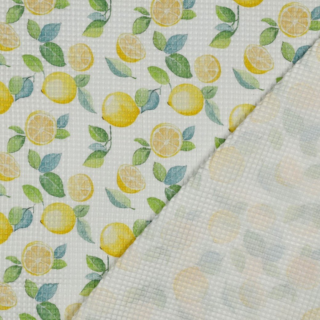 Attēls ar Vafeļaudums - citroni 185 g/m² – pieejams Šarlotes audumi