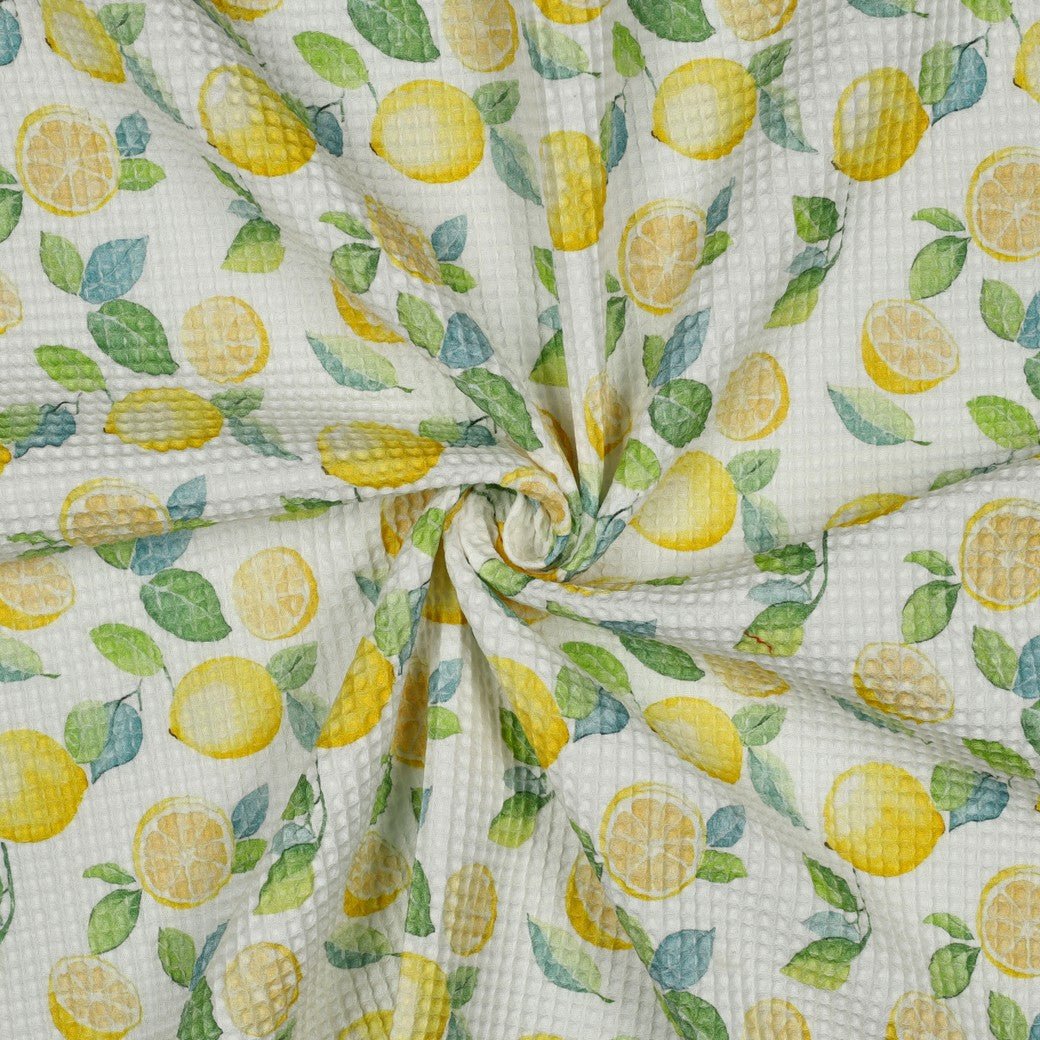 Attēls ar Vafeļaudums - citroni 185 g/m² – pieejams Šarlotes audumi