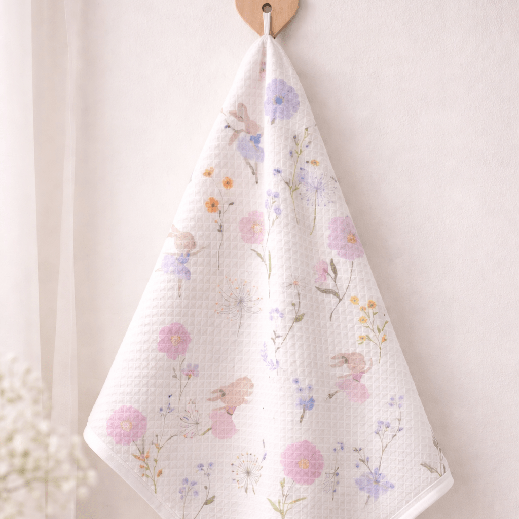 Attēls ar Vafeļaudums - ziedu pļava ar zaķenīti 230 g/m² – pieejams Šarlotes audumi