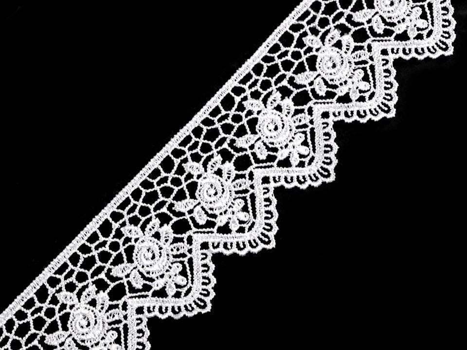 Attēls ar Venēcijas mežģīņu lente 45 mm - balta – pieejams Šarlotes audumi