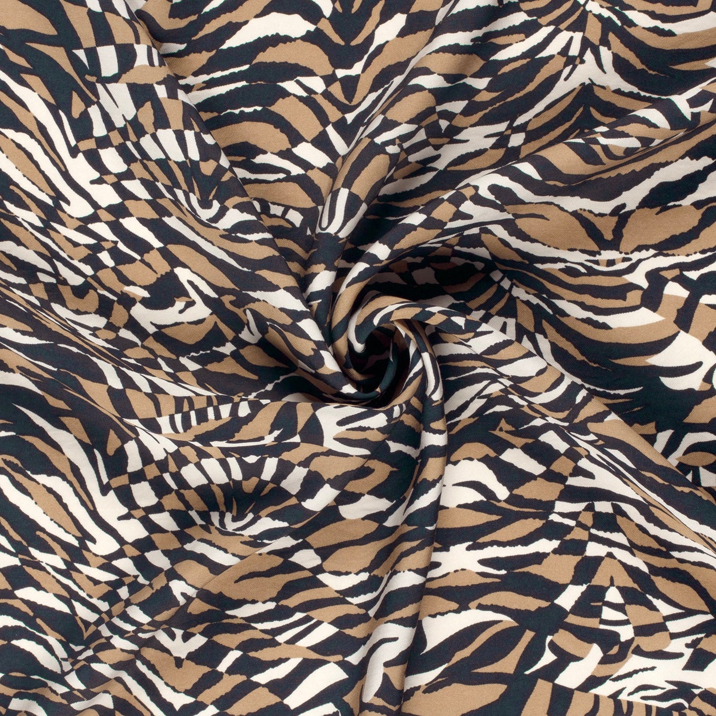 Attēls ar Viskozes audums - brūns zebras motīvs 125 g/m² – pieejams Šarlotes audumi