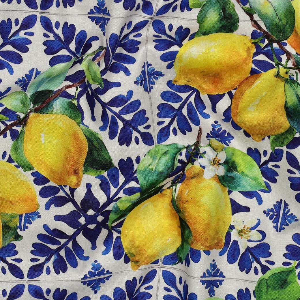 Attēls ar Viskozes un kokvilnas audums - citroni 110 g/m² – pieejams Šarlotes audumi