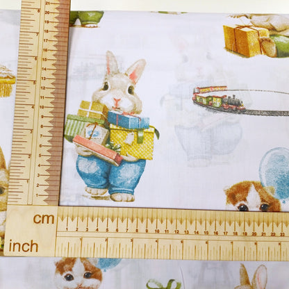 100% Cotton fabric-animals with gifts 130 g/m²