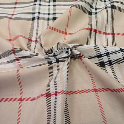 100% cotton fabric - cream plaid 130 g/m²