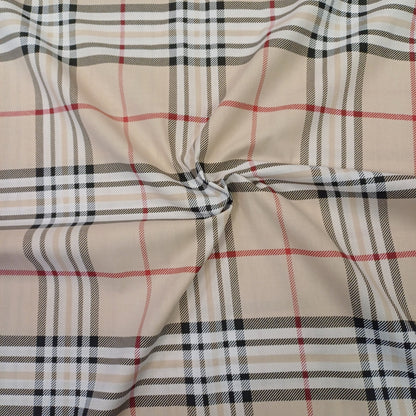 100% Cotton fabric-cream checkered 130 g/m²