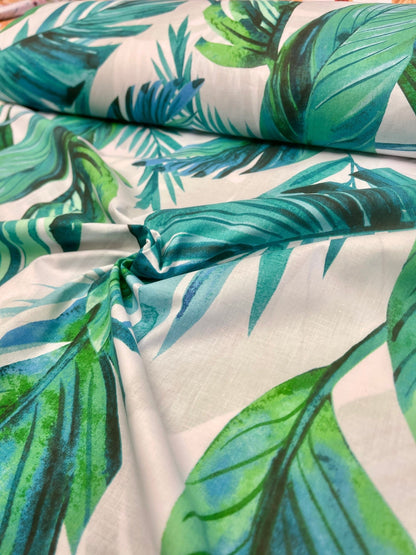 alt
Tissu 100 % coton - feuilles de palmier bleu-vert 125 g/m²