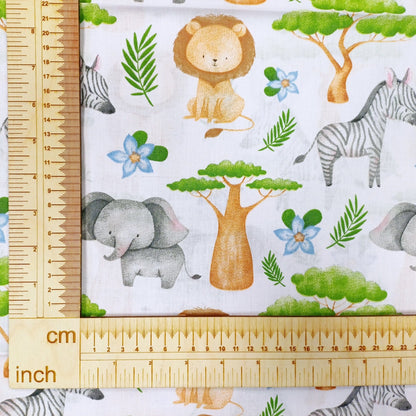 100% Cotton fabric-animals and Baobab tree 130 g/m²