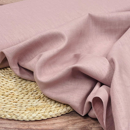 Tissu 100 % lin rose poudré 230 g/m²
