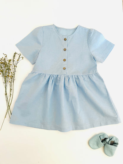 100% lin adouci bleu ciel clair 205 g/m²