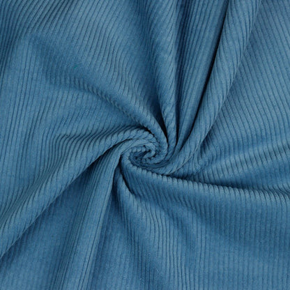 Velours côtelé de coton bleu ciel 280 g/m²