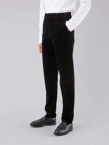 Velours côtelé en coton noir 280 g/m²