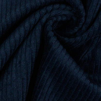 Velours côtelé en coton bleu foncé 280 g/m²