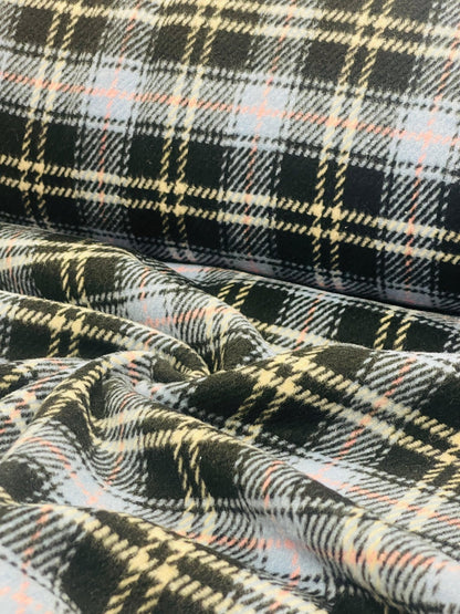 Tissu pour manteau bleu à carreaux 410 g/m²