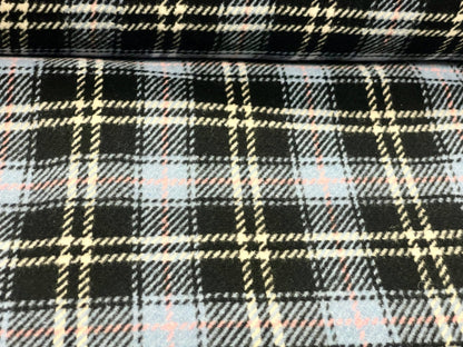 Tissu de manteau bleu à carreaux 410 g/m²