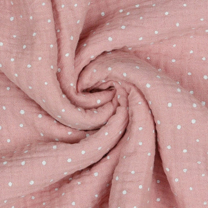 Pois en mousseline sur fond rose 125 g/m²