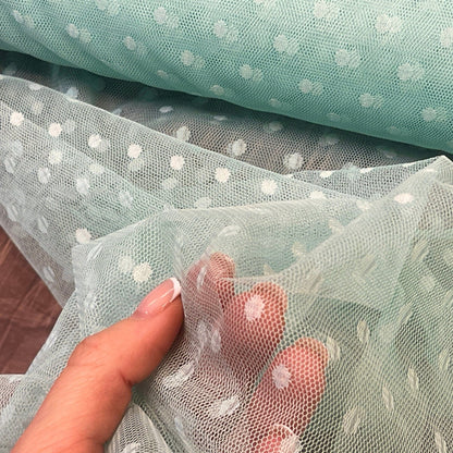 tulle à pois, menthe